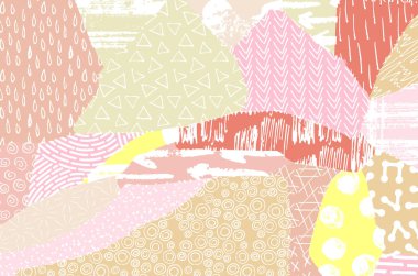 Soyut siyah konturlar, el vektör desen çizdi. Geometrik tarzı Retro soyut desen. Soyut çok renkli geometrik desen.