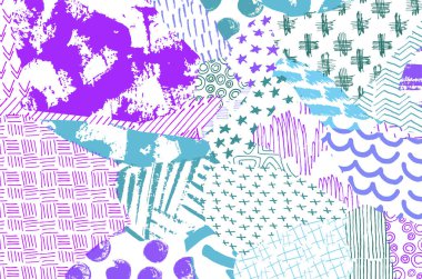 Soyut siyah konturlar, el vektör desen çizdi. Geometrik tarzı Retro soyut desen. Soyut çok renkli geometrik desen.