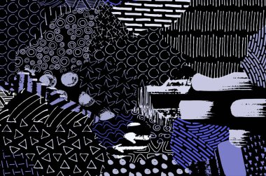 Soyut siyah konturlar, el vektör desen çizdi. Geometrik tarzı Retro soyut desen. Soyut çok renkli geometrik desen.