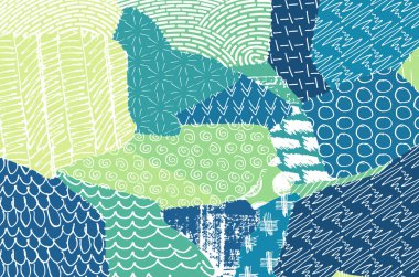 Soyut siyah konturlar, el vektör desen çizdi. Geometrik tarzı Retro soyut desen. Soyut çok renkli geometrik desen.