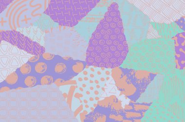 Soyut siyah konturlar, el vektör desen çizdi. Geometrik tarzı Retro soyut desen. Soyut çok renkli geometrik desen.