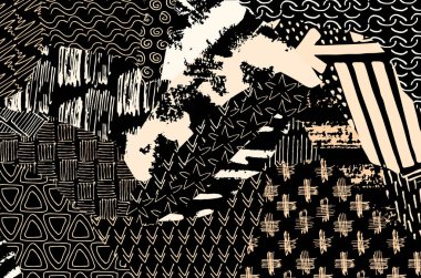 Desen. Fırça darbeleriyle soyut arkaplan. Tek renkli, elle çizilmiş doku. Modern grafik tasarımı. El yapımı çizgili..