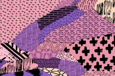 Desen. Fırça darbeleriyle soyut arkaplan. Tek renkli, elle çizilmiş doku. Modern grafik tasarımı. El yapımı çizgili..