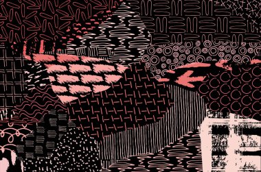 Desen. Fırça darbeleriyle soyut arkaplan. Tek renkli, elle çizilmiş doku. Modern grafik tasarımı. El yapımı çizgili..