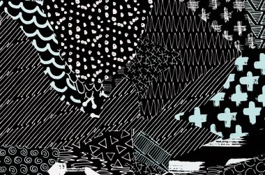 Desen. Fırça darbeleriyle soyut arkaplan. Tek renkli, elle çizilmiş doku. Modern grafik tasarımı. El yapımı çizgili..