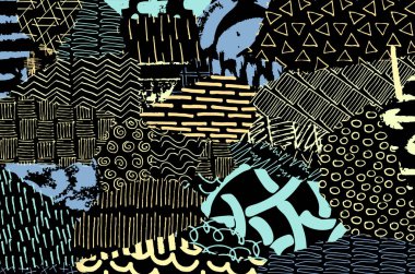 Desen. Fırça darbeleriyle soyut arkaplan. Tek renkli, elle çizilmiş doku. Modern grafik tasarımı. El yapımı çizgili..