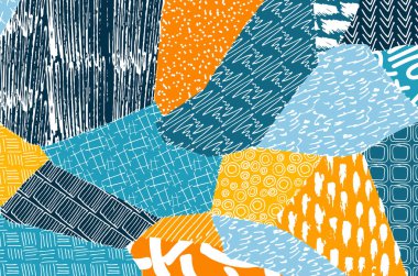 Desen. Fırça darbeleriyle soyut arkaplan. Tek renkli, elle çizilmiş doku. Modern grafik tasarımı. El yapımı çizgili..