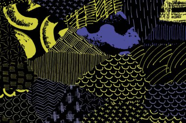 Desen. Fırça darbeleriyle soyut arkaplan. Tek renkli, elle çizilmiş doku. Modern grafik tasarımı. El yapımı çizgili..