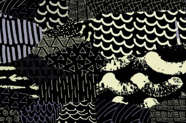 Desen. Fırça darbeleriyle soyut arkaplan. Tek renkli, elle çizilmiş doku. Modern grafik tasarımı. El yapımı çizgili..