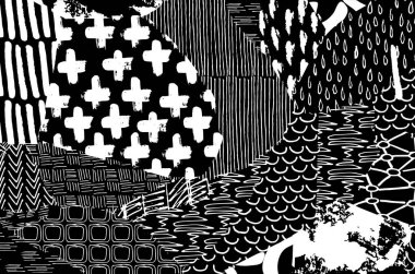 Desen. Fırça darbeleriyle soyut arkaplan. Tek renkli, elle çizilmiş doku. Modern grafik tasarımı. El yapımı çizgili..