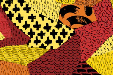 Desen. Fırça darbeleriyle soyut arkaplan. Tek renkli, elle çizilmiş doku. Modern grafik tasarımı. El yapımı çizgili..