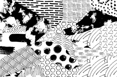 Desen. Fırça darbeleriyle soyut arkaplan. Tek renkli, elle çizilmiş doku. Modern grafik tasarımı. El yapımı çizgili..