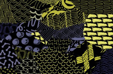 Desen. Fırça darbeleriyle soyut arkaplan. Tek renkli, elle çizilmiş doku. Modern grafik tasarımı. El yapımı çizgili..