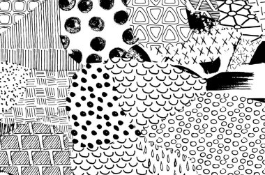 Desen. Fırça darbeleriyle soyut arkaplan. Tek renkli, elle çizilmiş doku. Modern grafik tasarımı. El yapımı çizgili..