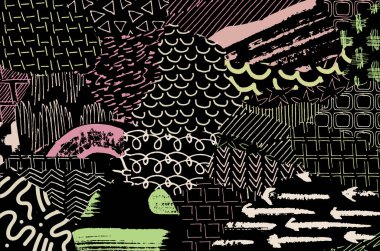 Desen. Fırça darbeleriyle soyut arkaplan. Tek renkli, elle çizilmiş doku. Modern grafik tasarımı. El yapımı çizgili..