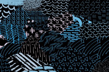 Desen. Fırça darbeleriyle soyut arkaplan. Tek renkli, elle çizilmiş doku. Modern grafik tasarımı. El yapımı çizgili..