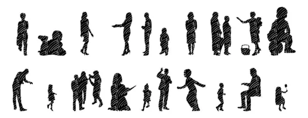 Vector Silhouettes Outline Silhouettes People Contour Drawing People Silhouette Icon — 스톡 벡터