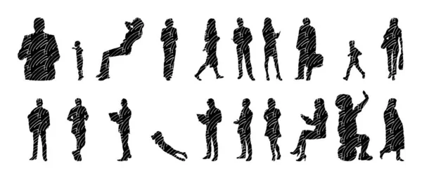 Vector Silhouettes Outline Silhouettes People Contour Drawing People Silhouette Icon — 스톡 벡터