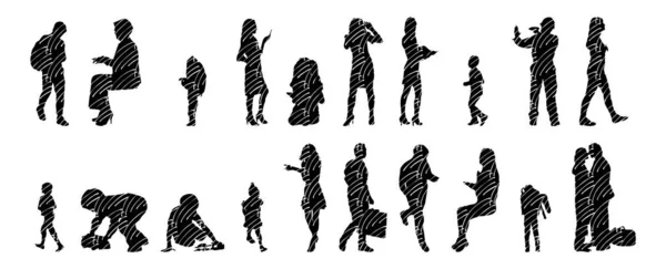 Vector Silhouettes Outline Silhouettes People Contour Drawing People Silhouette Icon — 스톡 벡터