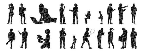 Vector Silhouettes Outline Silhouettes People Contour Drawing People Silhouette Icon — 스톡 벡터