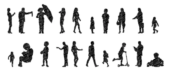 Vector Silhouettes Outline Silhouettes People Contour Drawing People Silhouette Icon — 스톡 벡터