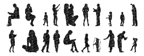 Vector Silhouettes Outline Silhouettes People Contour Drawing People Silhouette Icon — Stock Vector