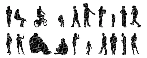 Vector Silhouettes Outline Silhouettes People Contour Drawing People Silhouette Icon — 스톡 벡터