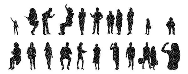 Vector Silhouettes Outline Silhouettes People Contour Drawing People Silhouette Icon — 스톡 벡터