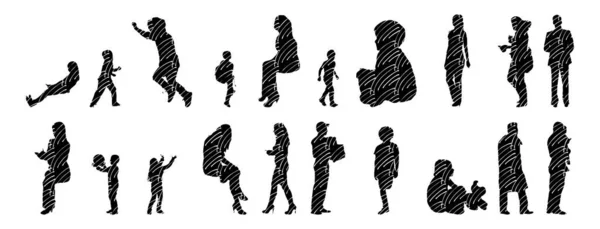 Vector Silhouettes Outline Silhouettes People Contour Drawing People Silhouette Icon — 스톡 벡터