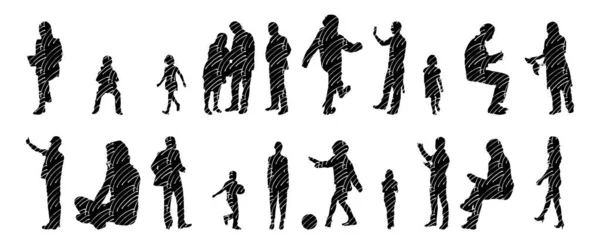 Vector Silhouettes Outline Silhouettes People Contour Drawing People Silhouette Icon — 스톡 벡터