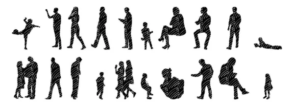 Vector Silhouettes Outline Silhouettes People Contour Drawing People Silhouette Icon — 스톡 벡터