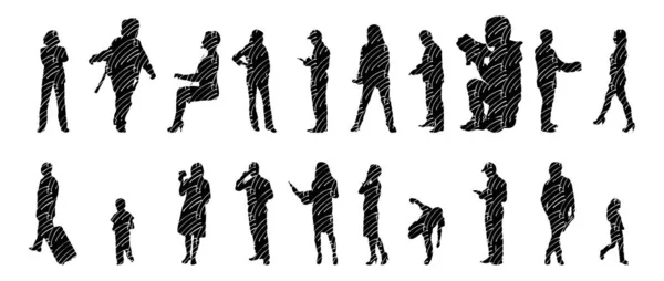 Vector Silhouettes Outline Silhouettes People Contour Drawing People Silhouette Icon — 스톡 벡터