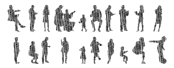 Vector Silhouettes Outline Silhouettes People Contour Drawing People Silhouette Icon — 스톡 벡터