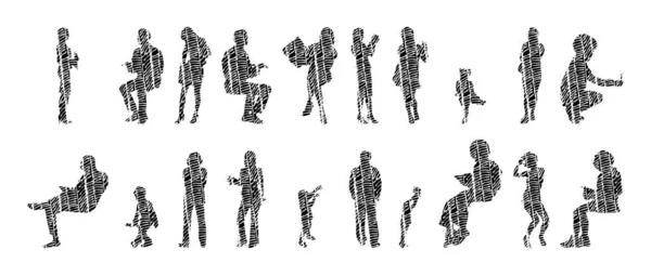 Vector Silhouettes Outline Silhouettes People Contour Drawing People Silhouette Icon — 스톡 벡터