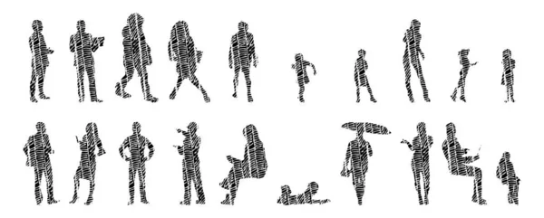 Vector Silhouettes Outline Silhouettes People Contour Drawing People Silhouette Icon — 스톡 벡터