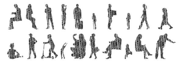 Vector Silhouettes Outline Silhouettes People Contour Drawing People Silhouette Icon — 스톡 벡터