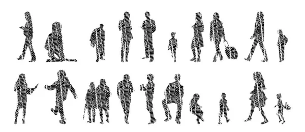 Vector Silhouettes Outline Silhouettes People Contour Drawing People Silhouette Icon — 스톡 벡터