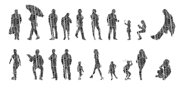 Vector Silhouettes Outline Silhouettes People Contour Drawing People Silhouette Icon — 스톡 벡터