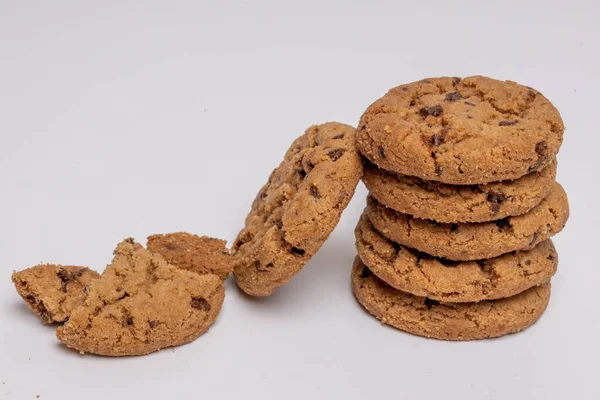 Chocolate chip cookies isolated on white background, Homemad cookies close up. High quality photo