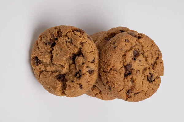 Chocolate Chip Cookies Isolated White Background Homemad Cookies Close High — Stock Photo, Image