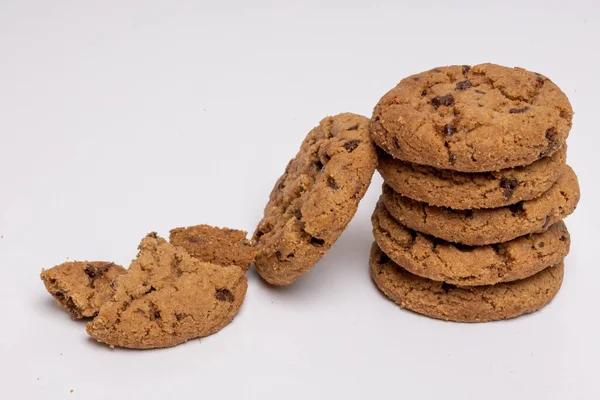 Шоколадне Печиво Ізольоване Білому Тлі Печиво Homemad Закривається Фотографія Високої — стокове фото