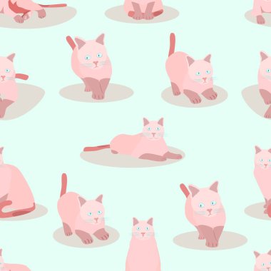 Yumuşak pastel şirin kedi elementinin kusursuz desenleri. Vektör illüstrasyon eps10
