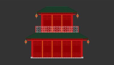 Kırmızı porselen ev asgari eski tarz. bina ve simge kategorisi.