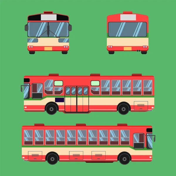 Thailändischer Bus Rot Grün Weiß Transport Auto Fahrer Tarif Passagier — Stockvektor