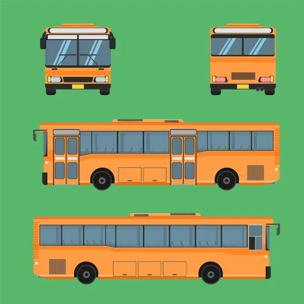 Thai Ônibus Laranja Transporte Carro Veículo Motorista Tarifa Passageiro Autobus —  Vetores de Stock