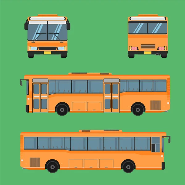 Thai Ônibus Laranja Transporte Carro Veículo Motorista Tarifa Passageiro Autobus — Vetor de Stock