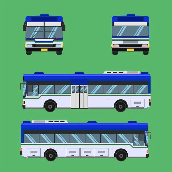 Thai Otobüsü Mavi Yeşil Taşıma Aracı Şoförü Otobus Omnibus Vagon — Stok Vektör