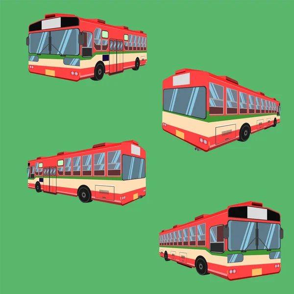 Thailändischer Bus Rot Grün Weiß Transport Auto Fahrer Fahrpreis Autobus — Stockvektor