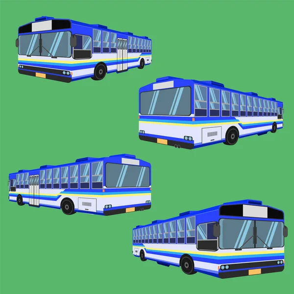 Tajski Autobus Niebieski Niebo Żółty Biały Transport Samochód Kierowca Taryfa — Wektor stockowy