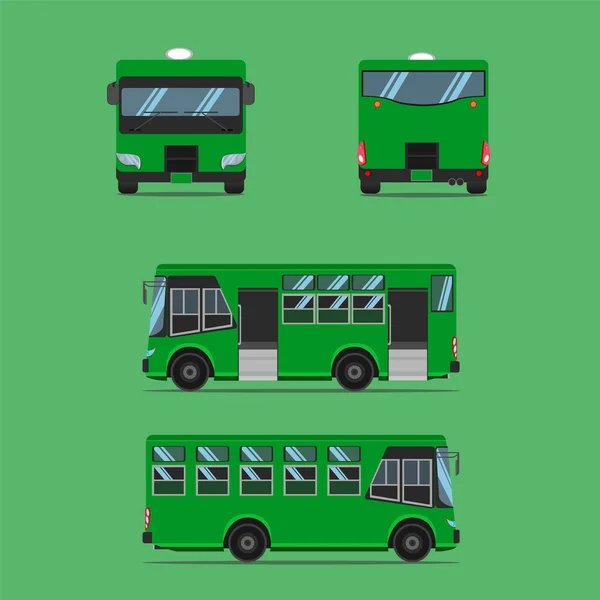 Thai Dark Green Bus Transport Car Vehicle Driver Fare Passenger — Stock Vector